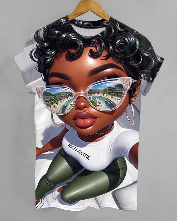 Cute Loc'd Woman Crew Neck Short Sleeve Tshirt