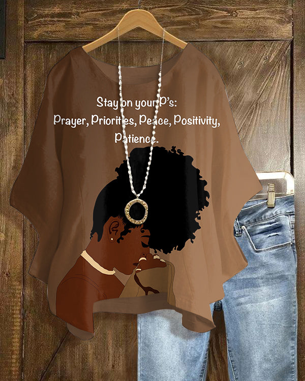 Stay On Your P's Crew Neck Casual Blouses
