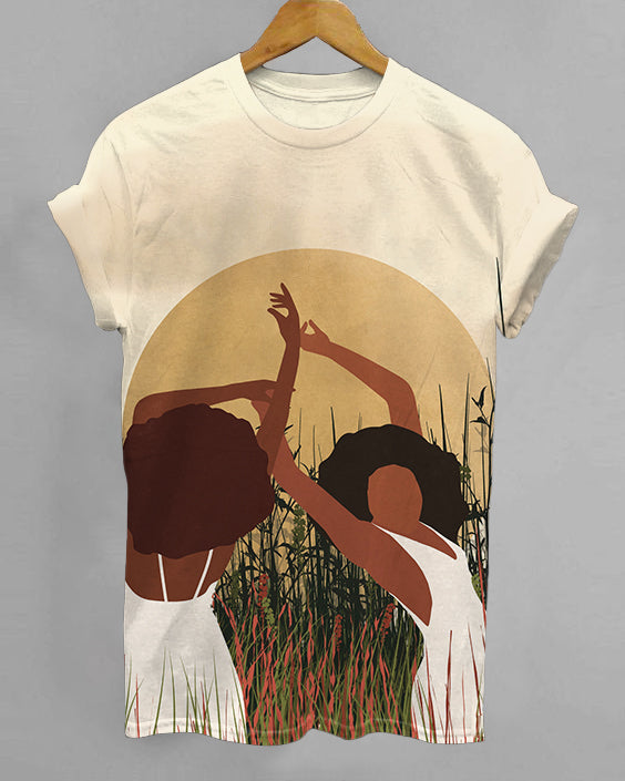 Full Moon Dancing Girl Crew Neck Short Sleeve Tshirt