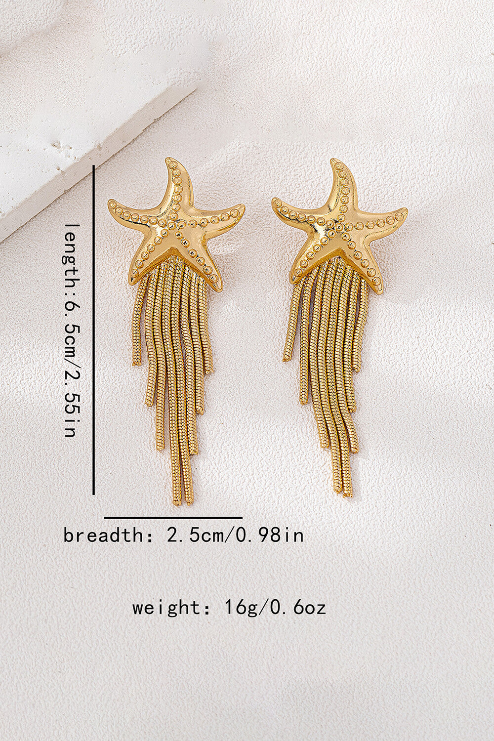 Alloy Starfish Design Fringed Dangle Earrings