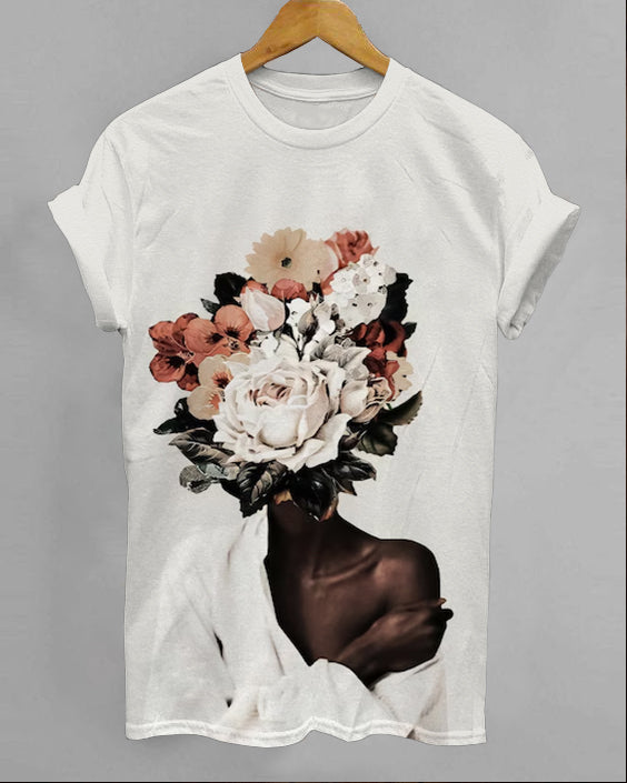 Floral Head Woman Painting Unisex Short Sleeve Shirt