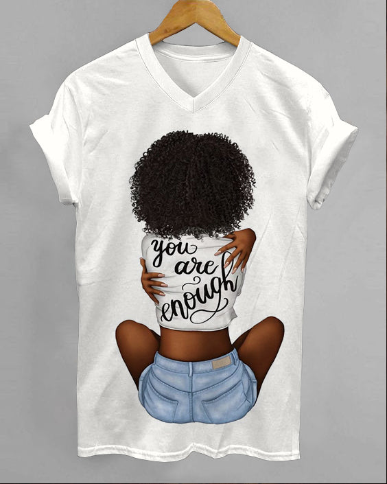 You Are Enough V-neck Short Sleeve Tshirt