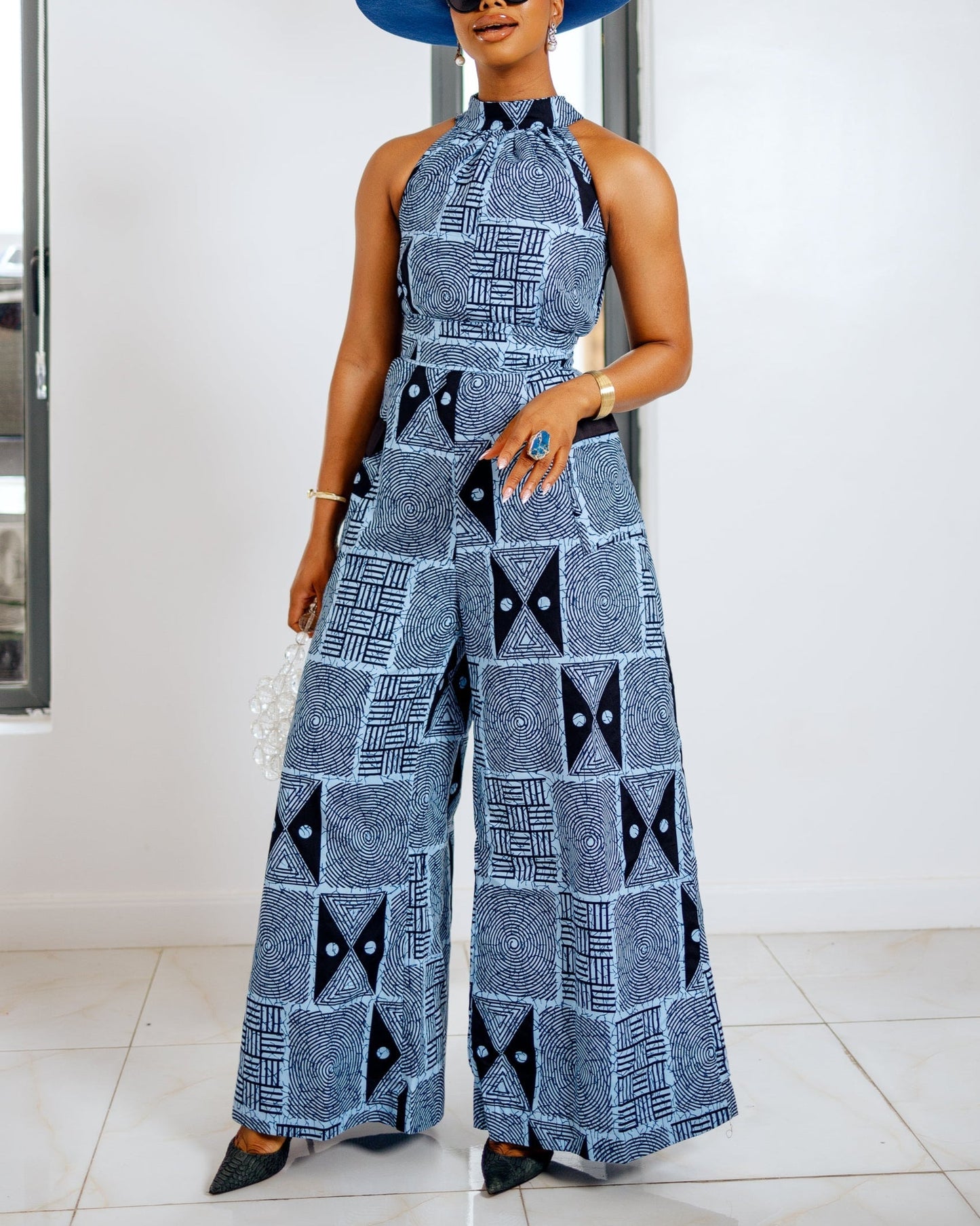 Women's Casual Print Halter Jumpsuit