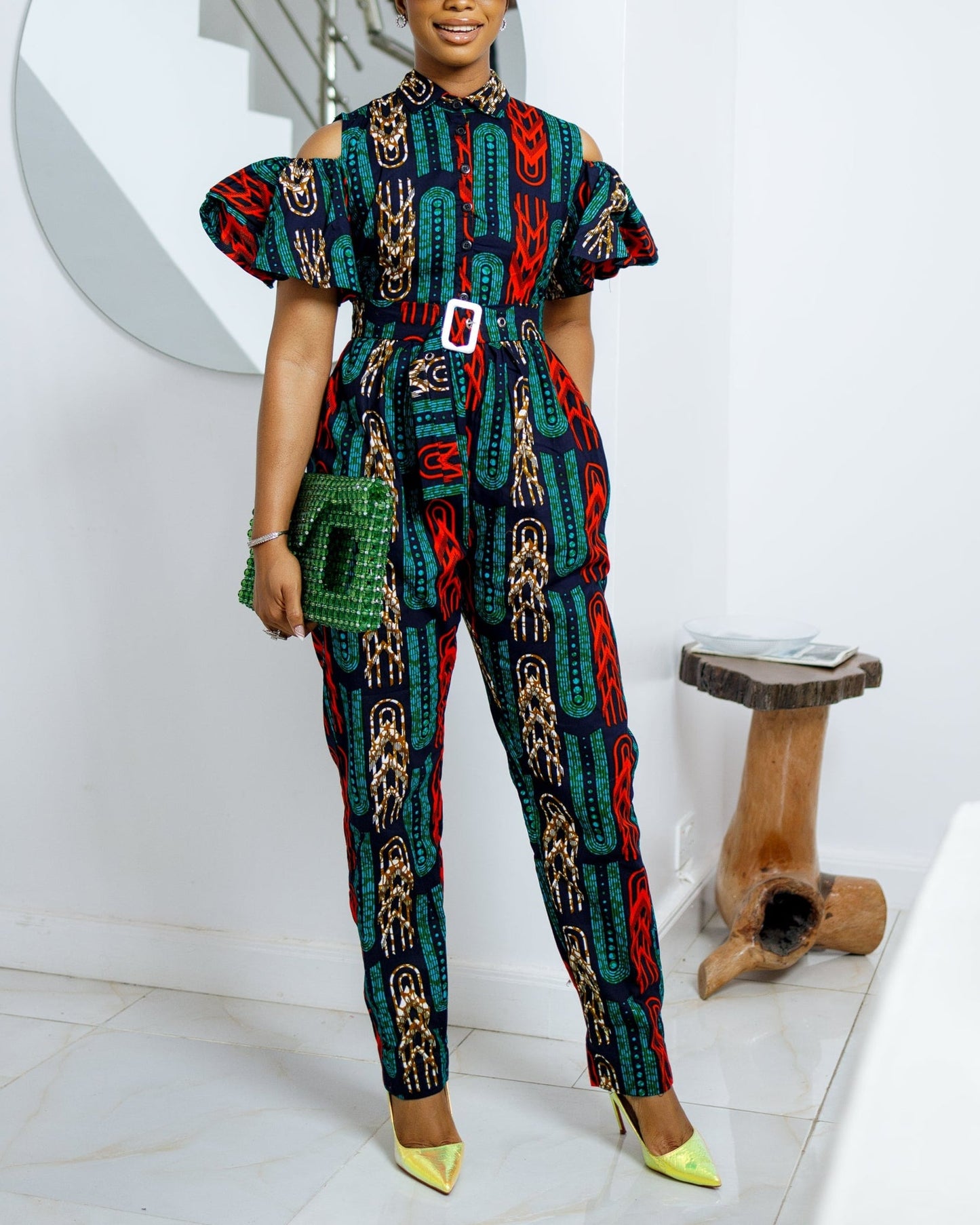 Women's Casual Print Short Sleeve Jumpsuit