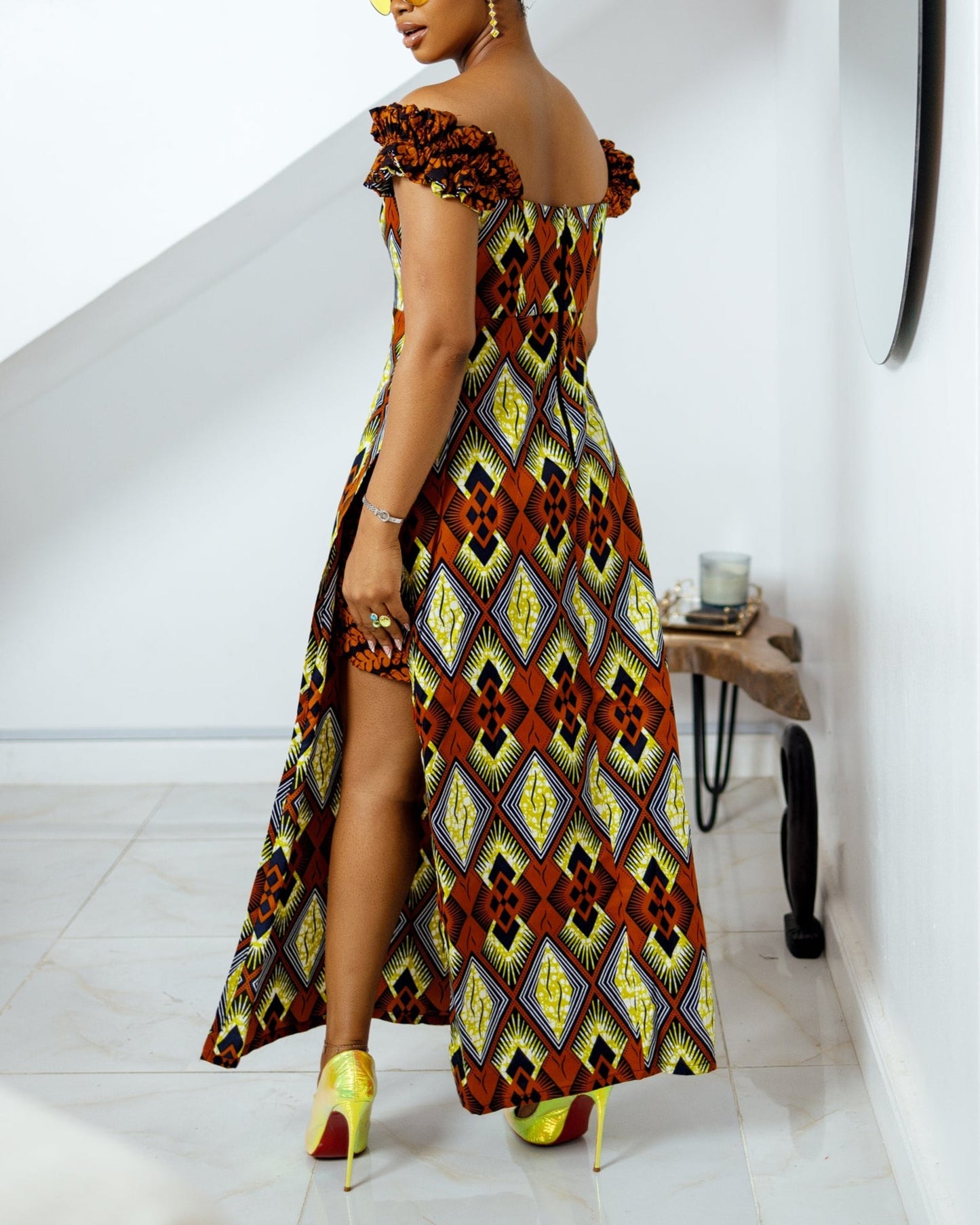 Women's Casual Print Kaftan Maxi Dress & shorts Two-Piece Set