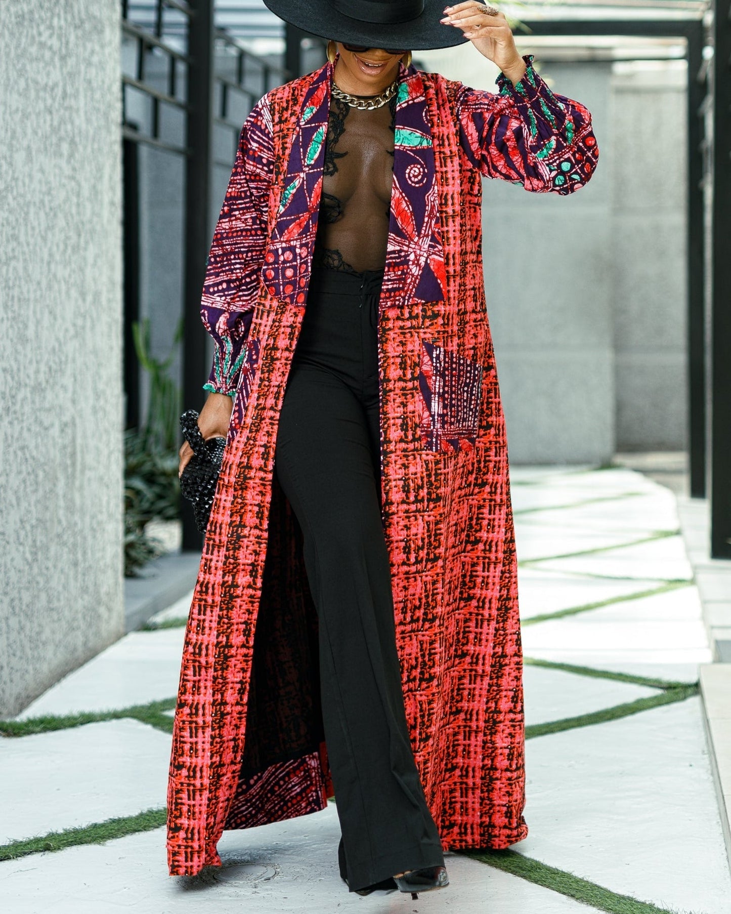 Women's Fashion Print Long Sleeve Kimono/Jacket