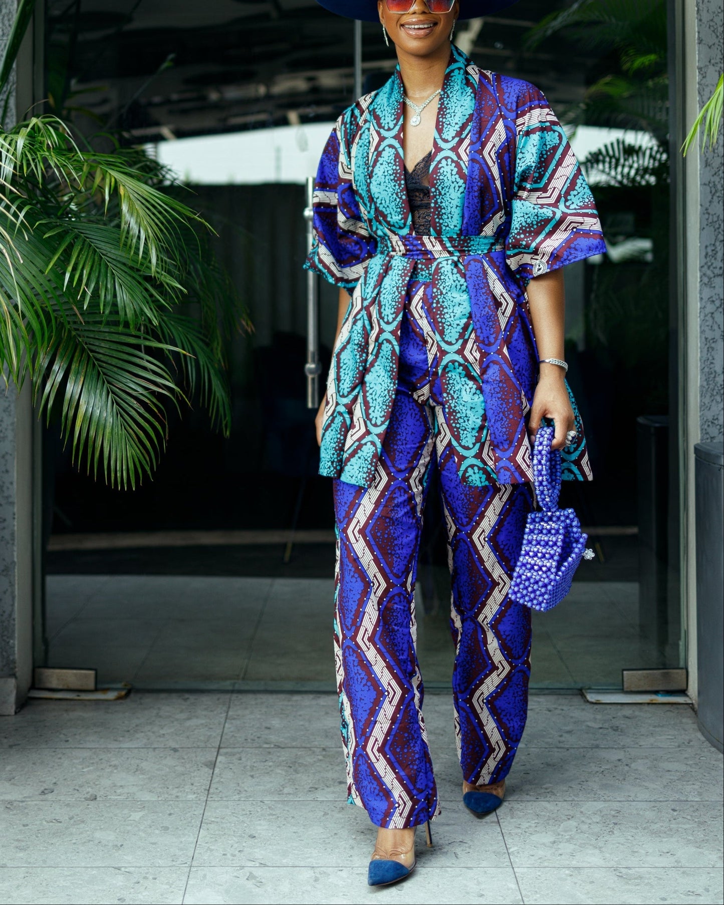 Women's Casual Print Kimono & Pants Two-Piece Set