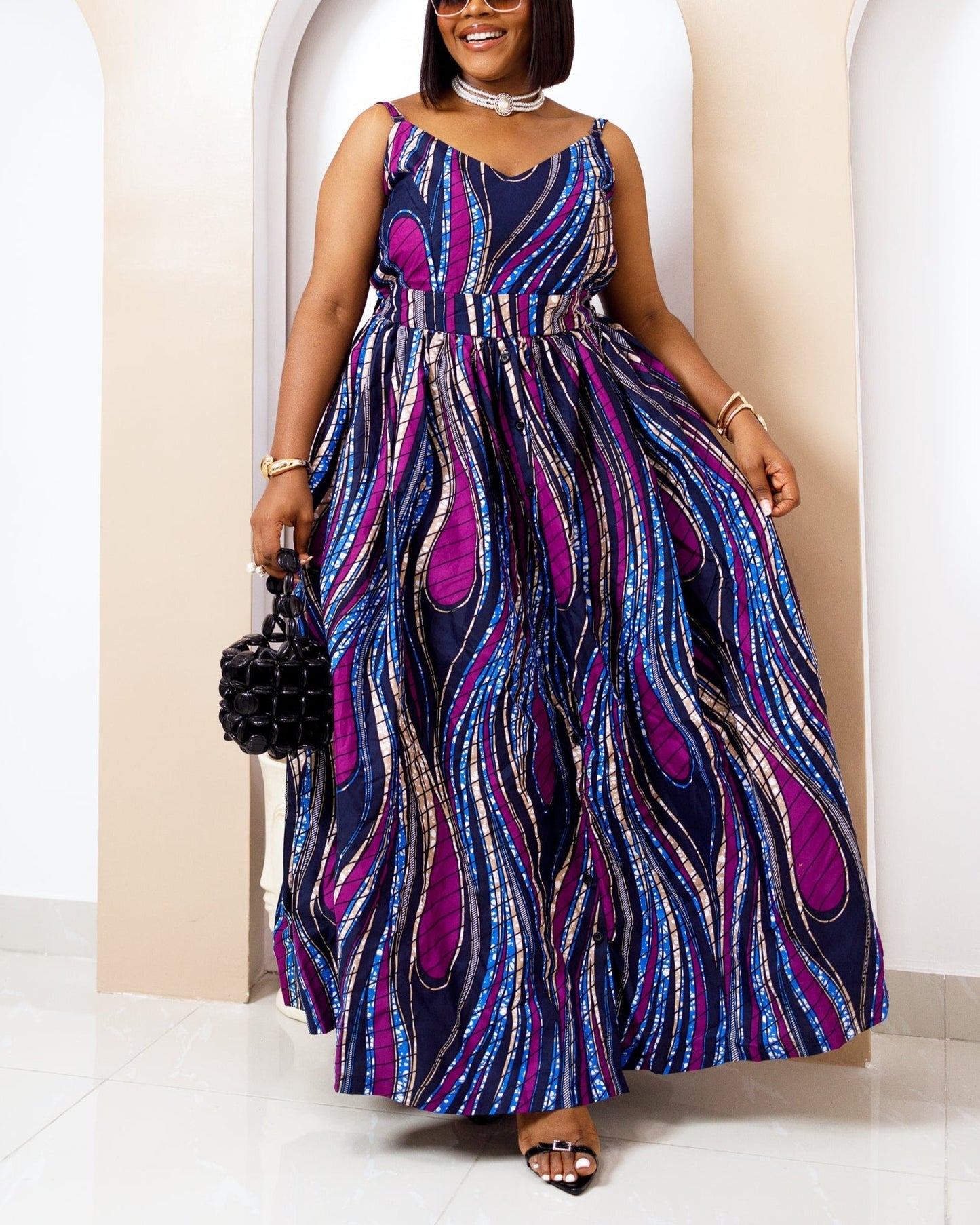 Women's Casual Print Sleeveless Maxi Dress