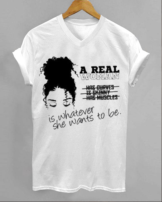 A Real Woman V-neck Short Sleeve Tshirt