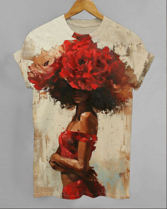 Girl Flowers Art Unisex Short Sleeve Shirt