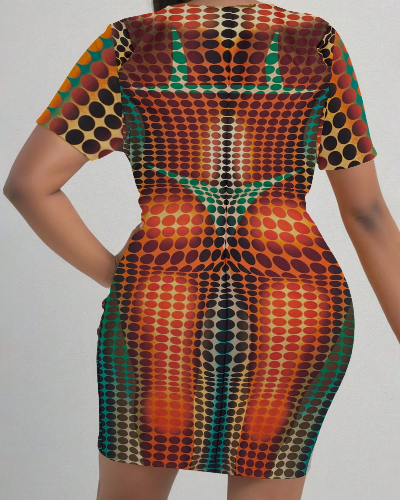 Polka Dot Sexy Body Art Short Sleeve Bodycon Dress