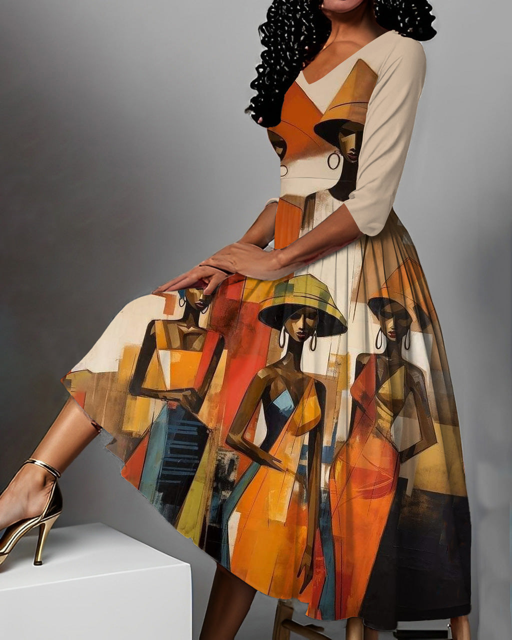 Traditional Tribal Sisters V Neck Maxi Dress