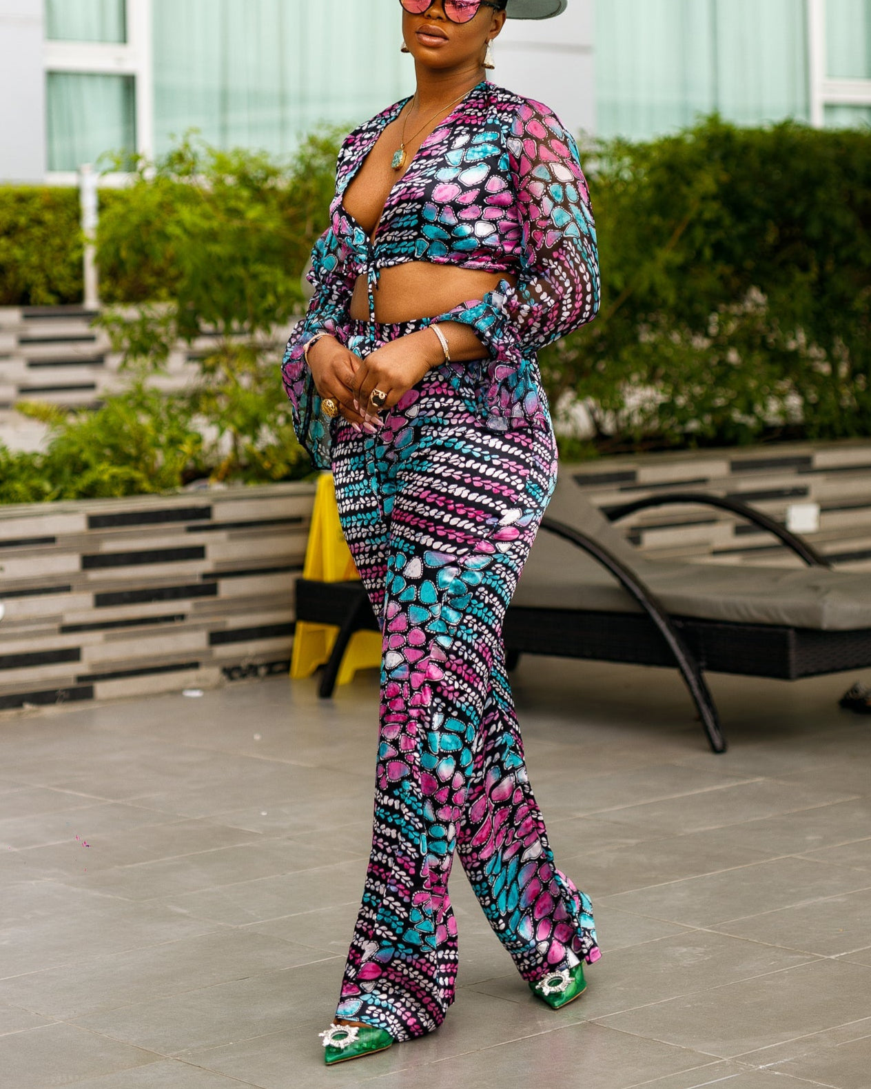 Women's Casual Print Pants and Top Two-Piece Set