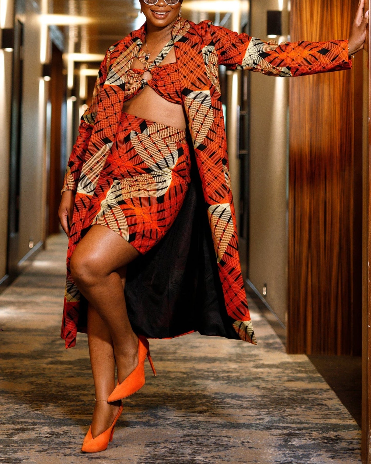 Women's Fashion Print Skirt, Bra+Jacket 3 Piece Set