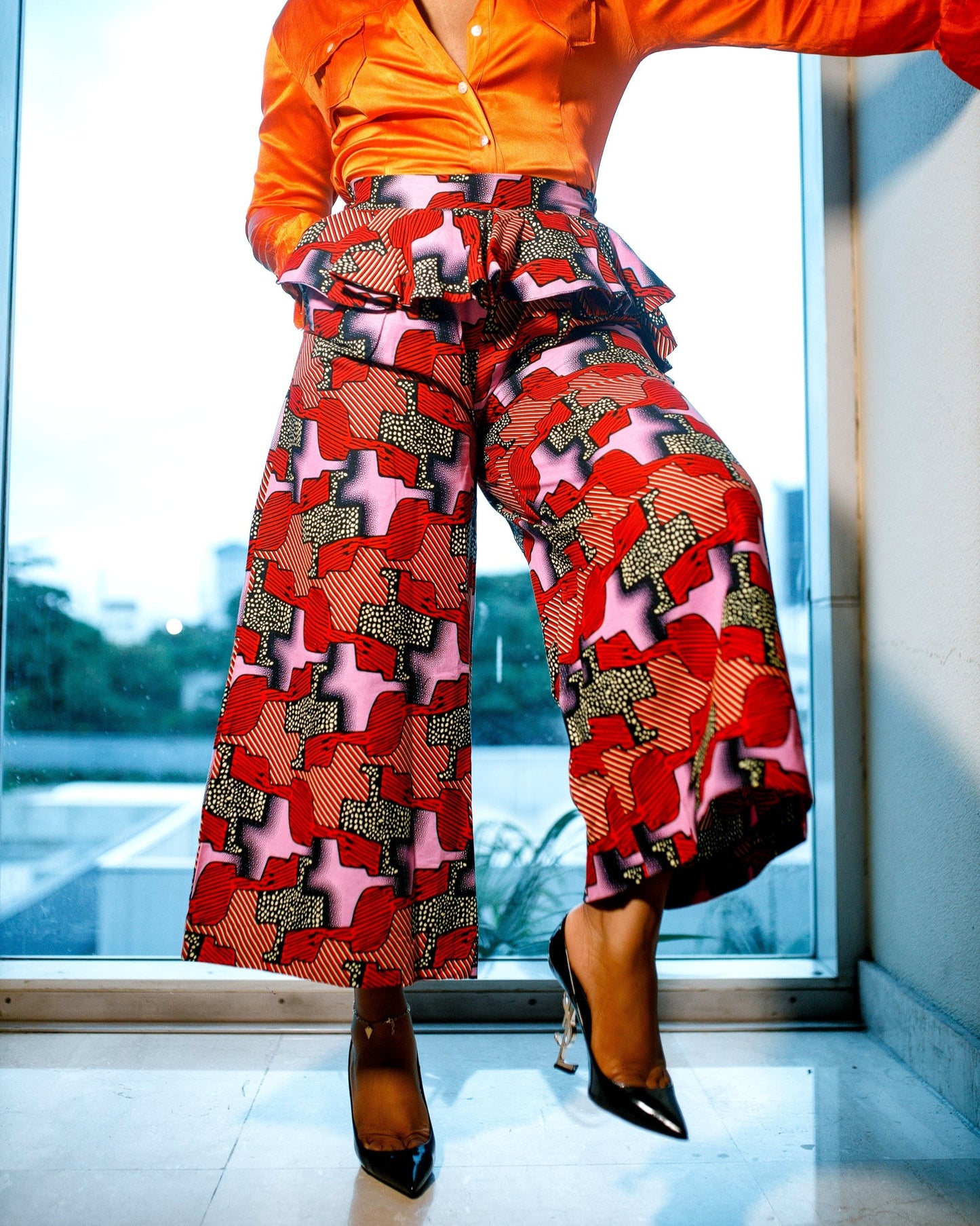 Women's Fashion Print High-Waist Pants