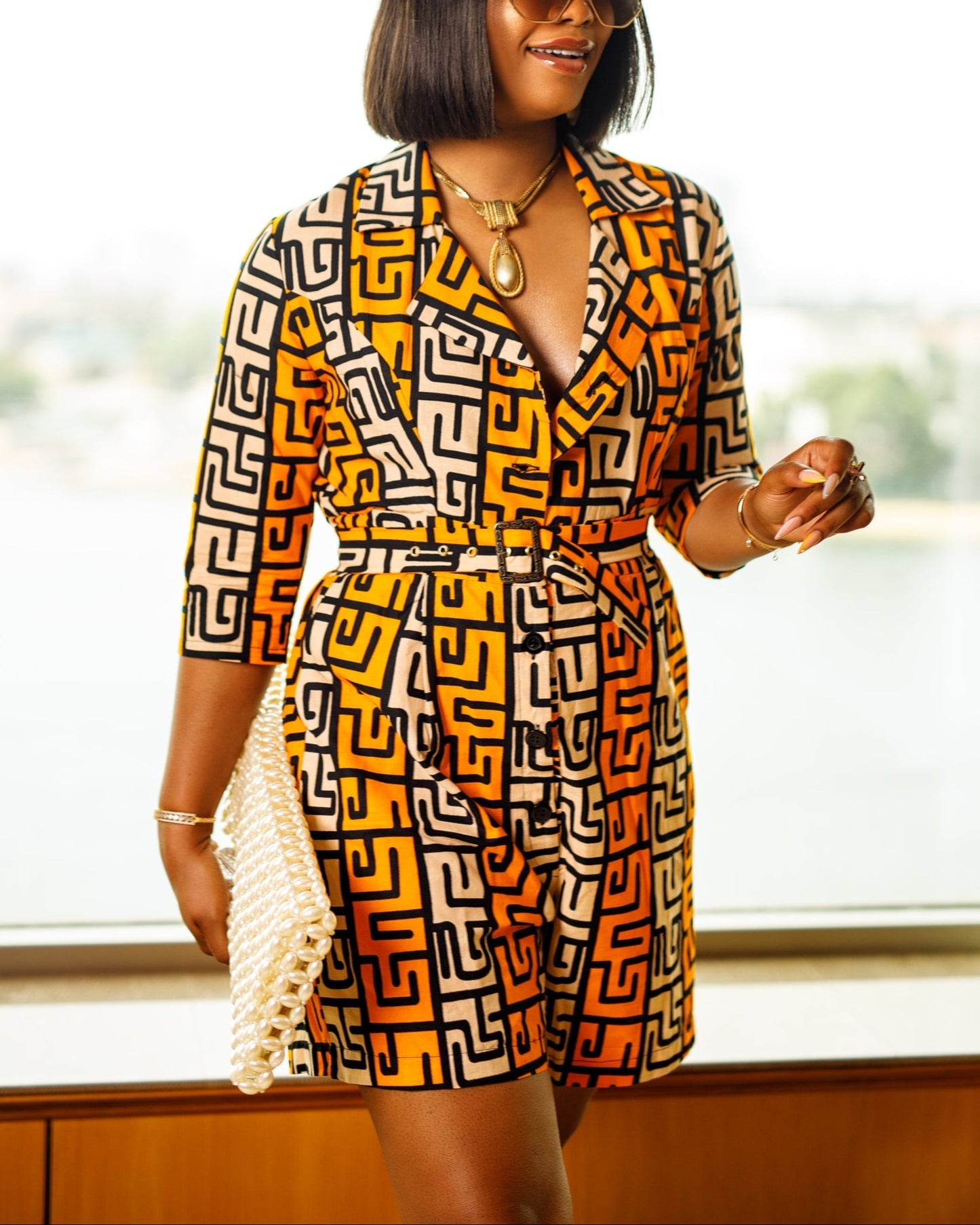 Women's Fashion Print V Neck Romper