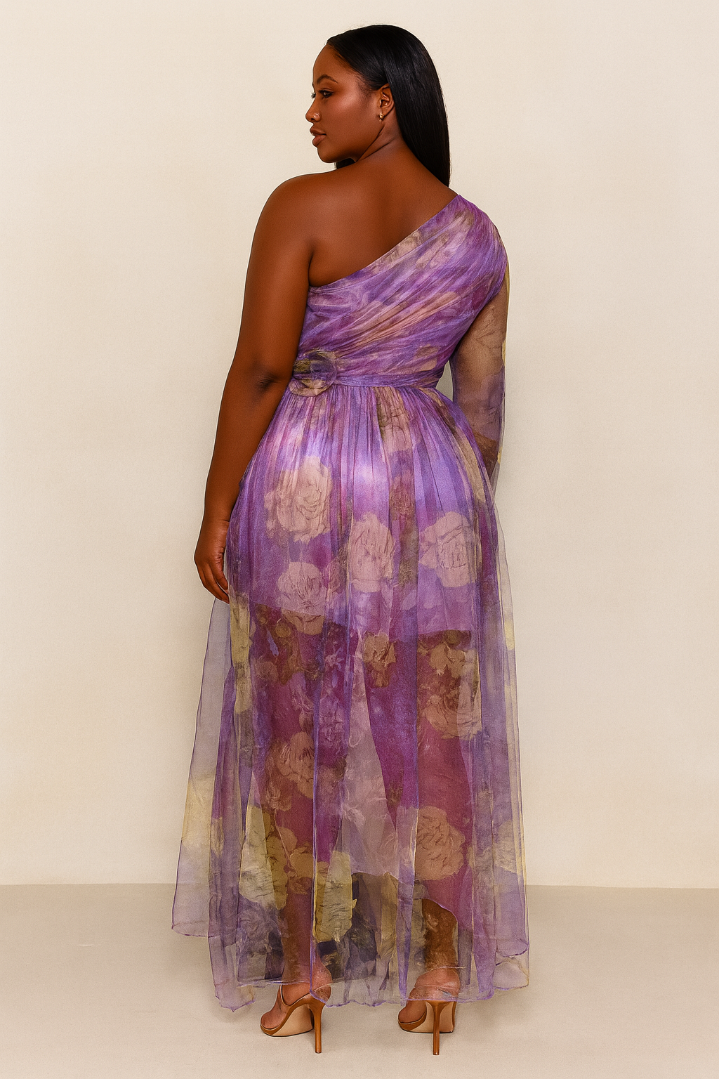 Mesh Slant Shoulder Casual Fashion Dress