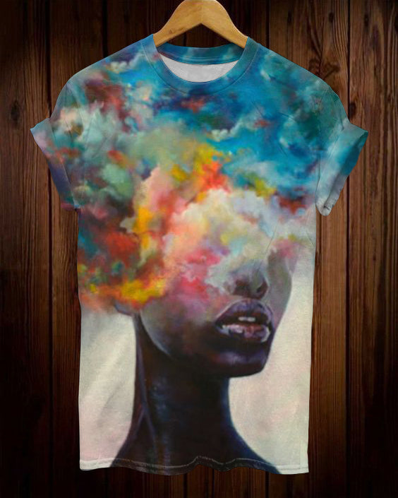 Colorful Clouds Black Girl Short Sleeve Tshirt