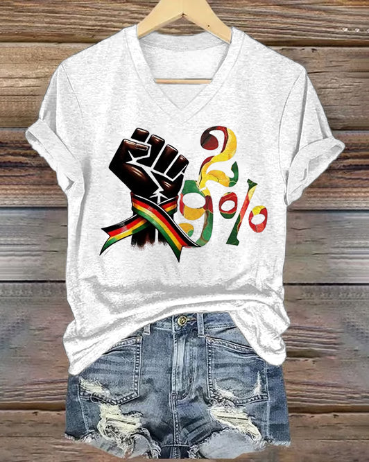 92% of Black Women Voted V Neck Short Sleeve Tshirt