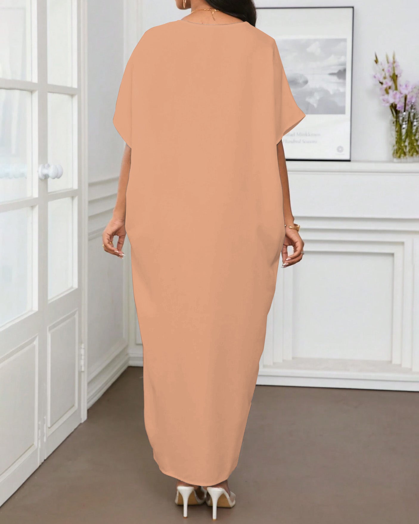 Brown Suger Afro Girl V-neck Casual Elegant Dress