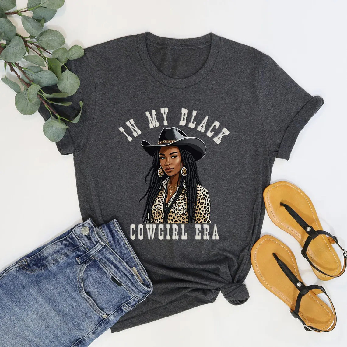 In My Black Cowgirl Era Crew Neck Short Sleeve Cotton T-shirt