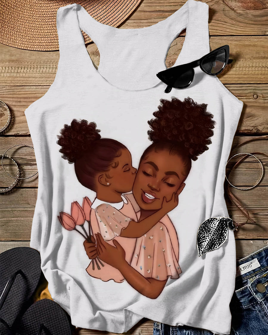 Kiss My Mother Illustration Print Tank Top