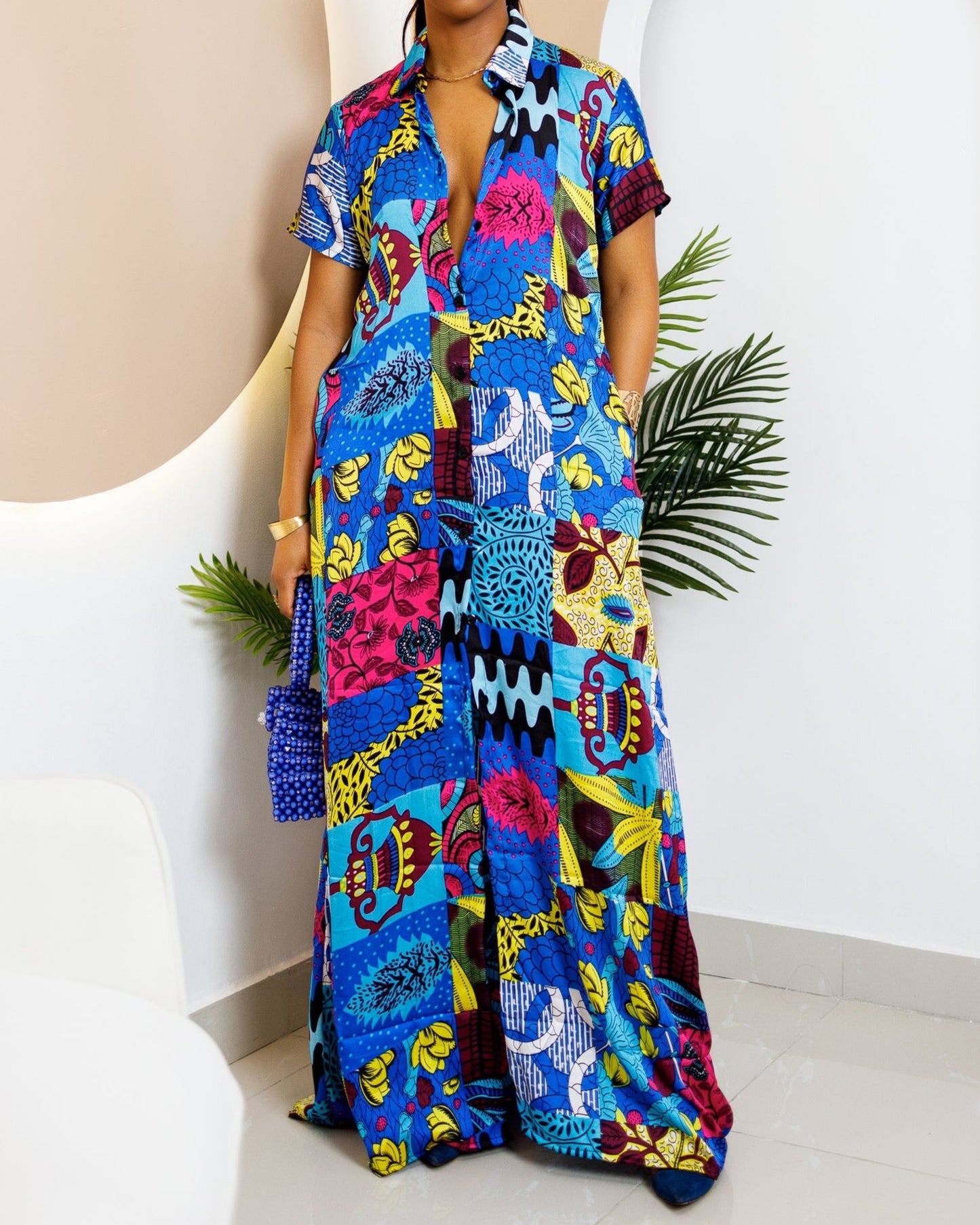 Women's Casual Print Kaftan Maxi Dress