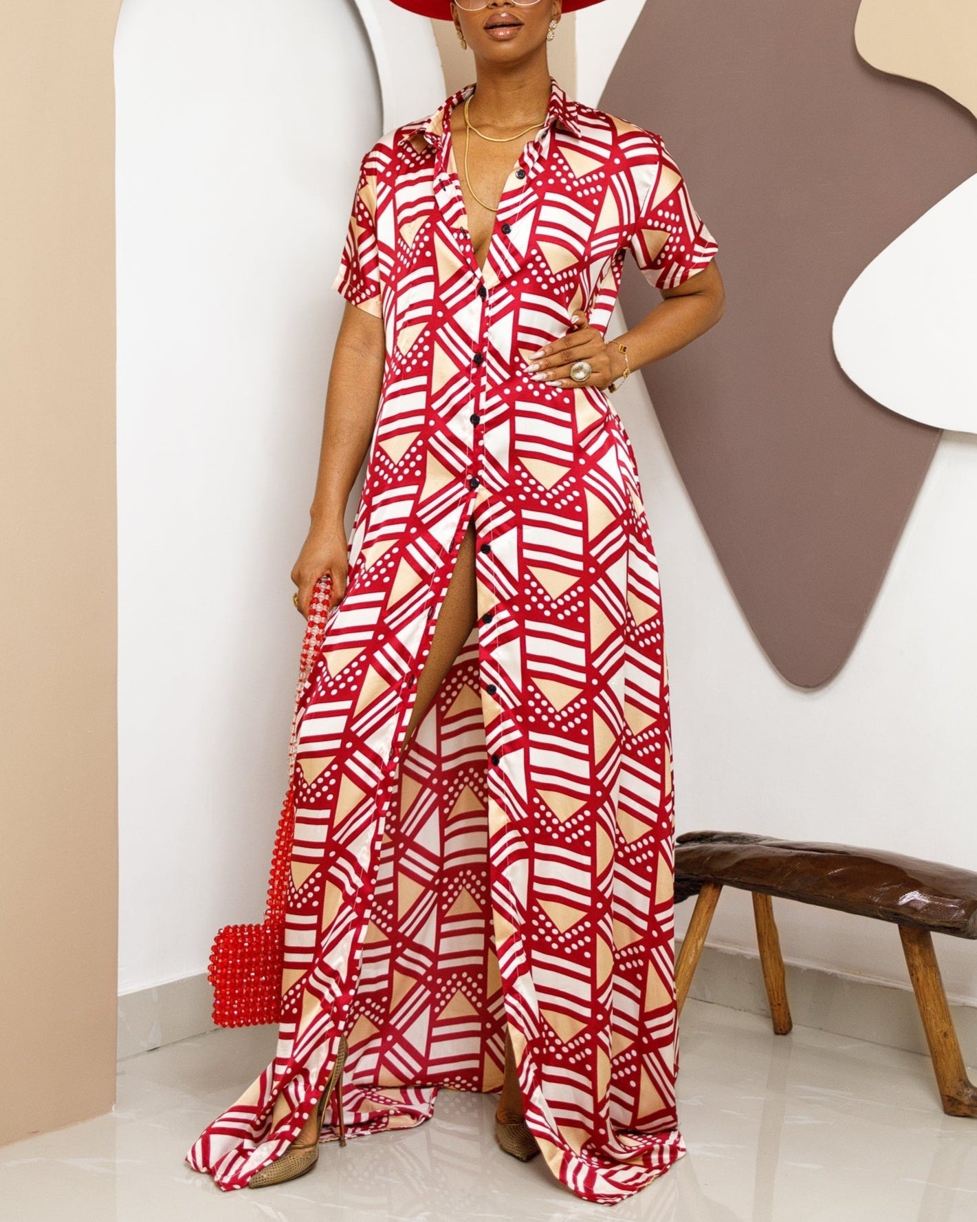 Women's Casual Print Long Kaftan Maxi Dress