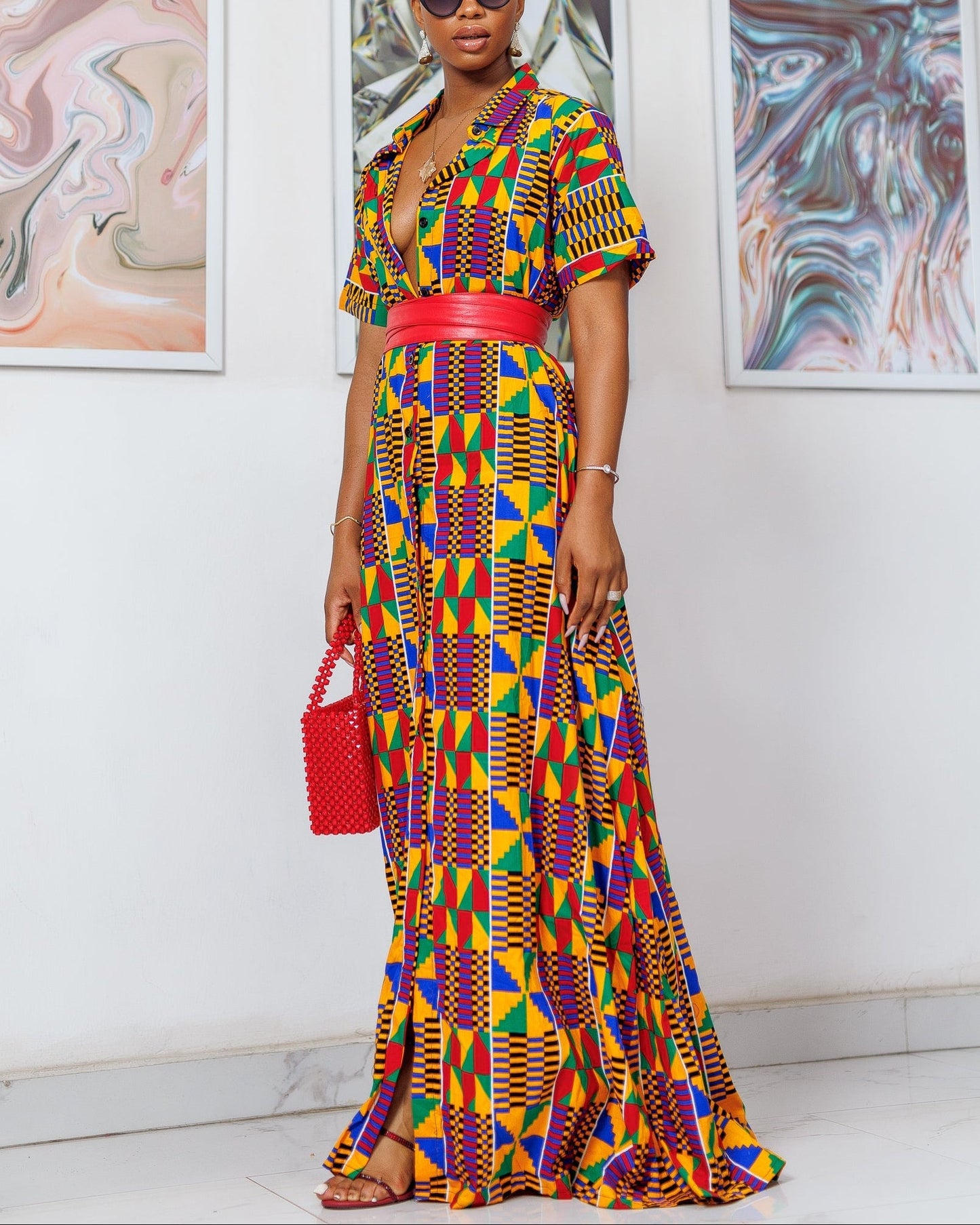 Women's Casual Print Kaftan Maxi Dress