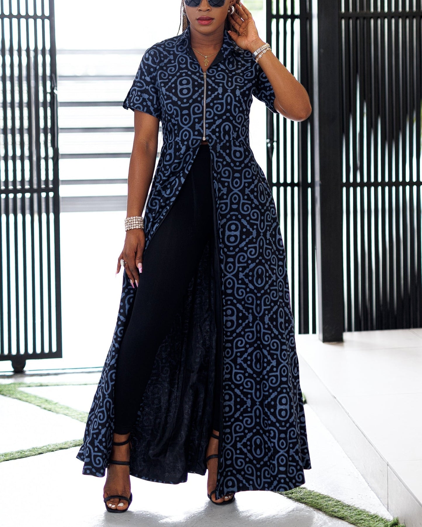 Women's Casual Print Short Sleeve Zipper Kimono/Jacket