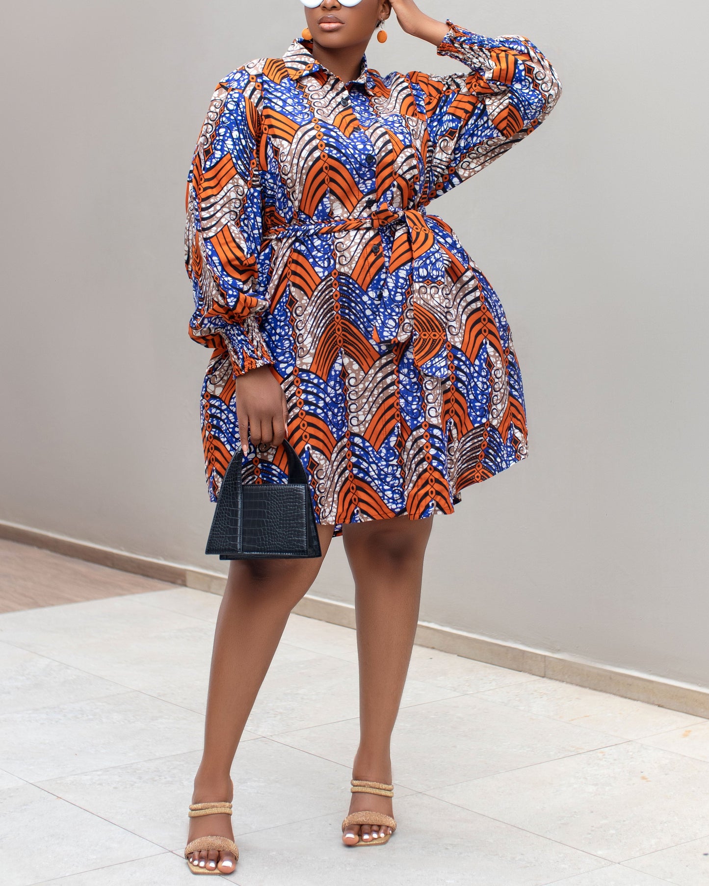 Women's Casual Print Loose Shirt Dress