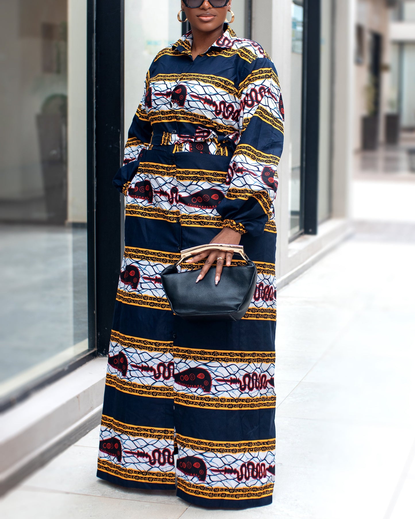 Women's Casual Print Long Sleeve Maxi Dress