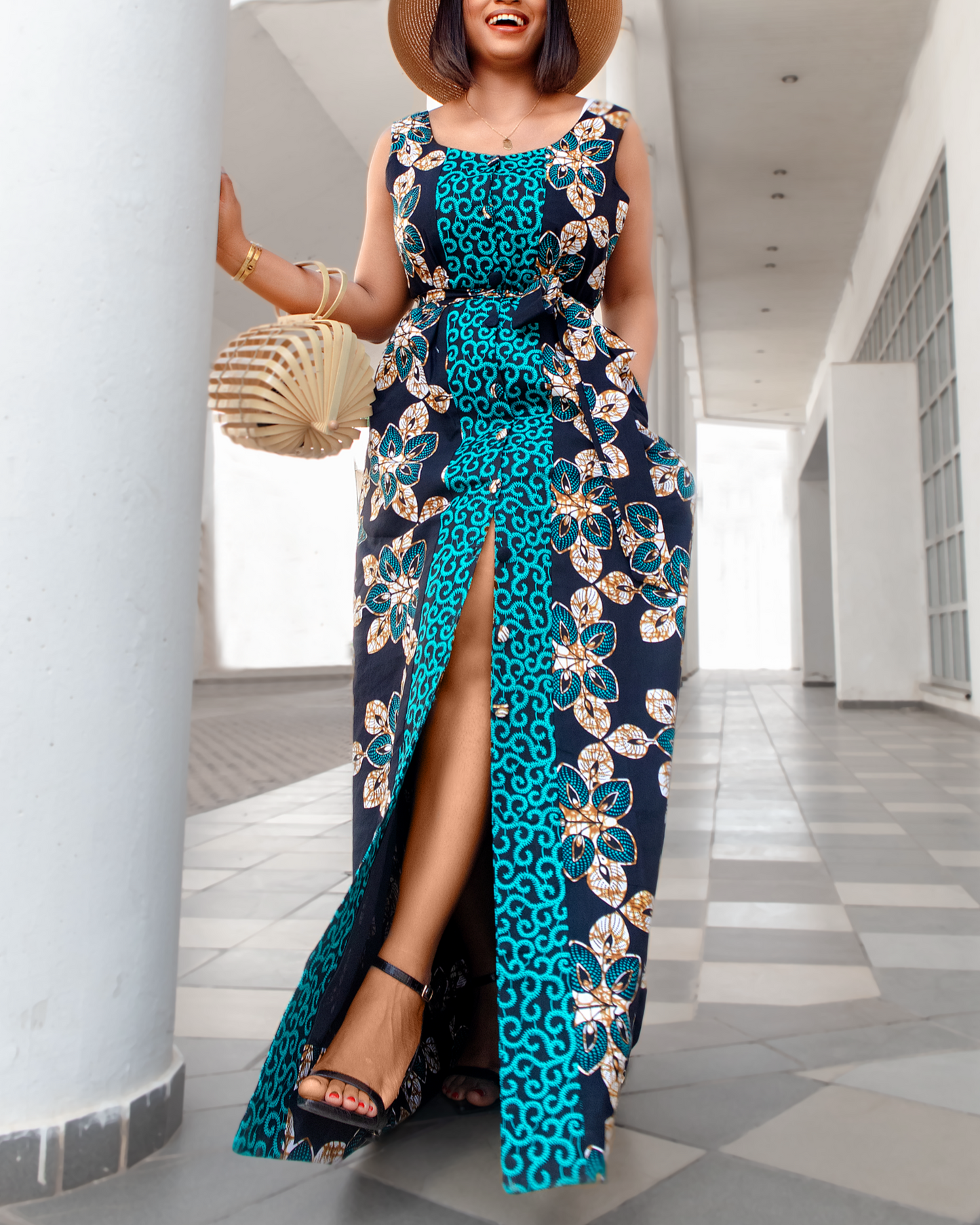 Women's Casual Print Sleeveless Maxi Dress