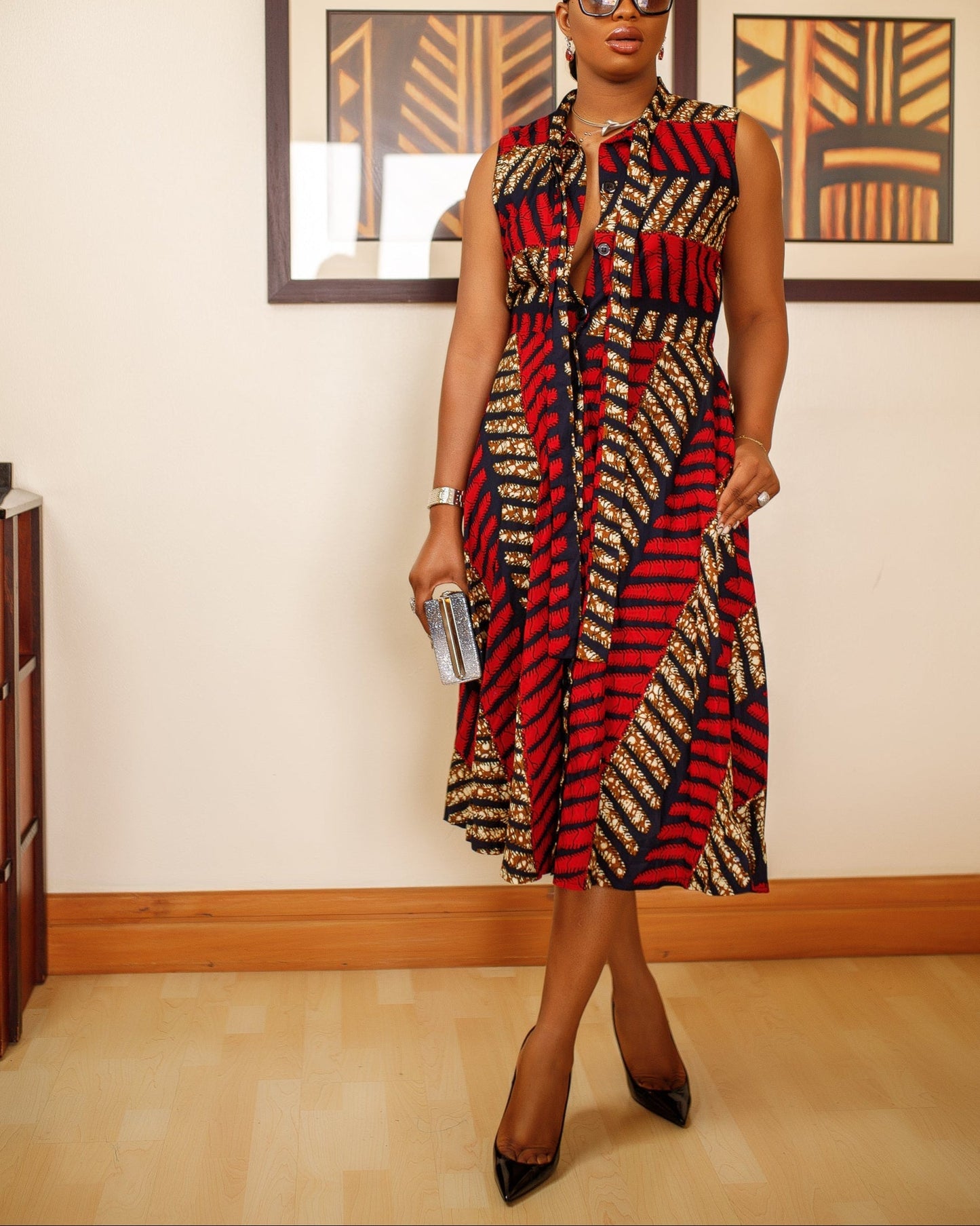 Women's Casual Print Midi Dress