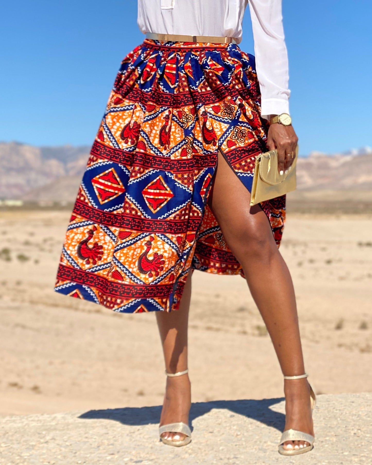 Women's Casual Print Midi Skirt