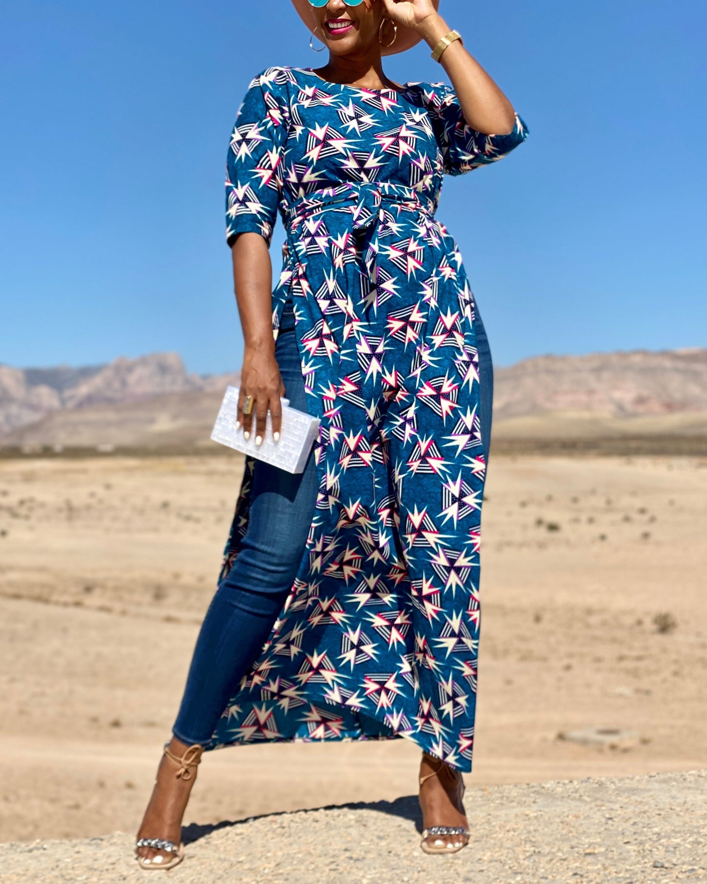 Women's Casual Print Kaftan Maxi Dress