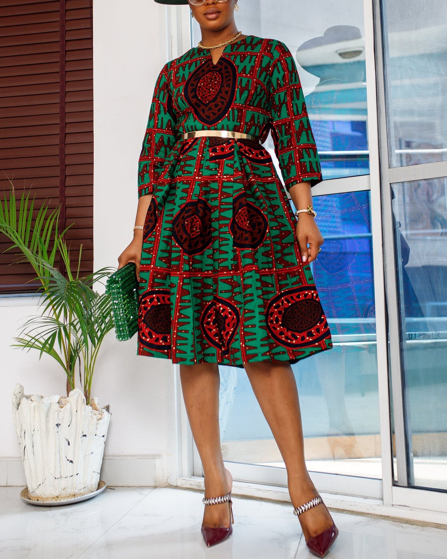 Women's Fashion Print A-Line Midi Dress