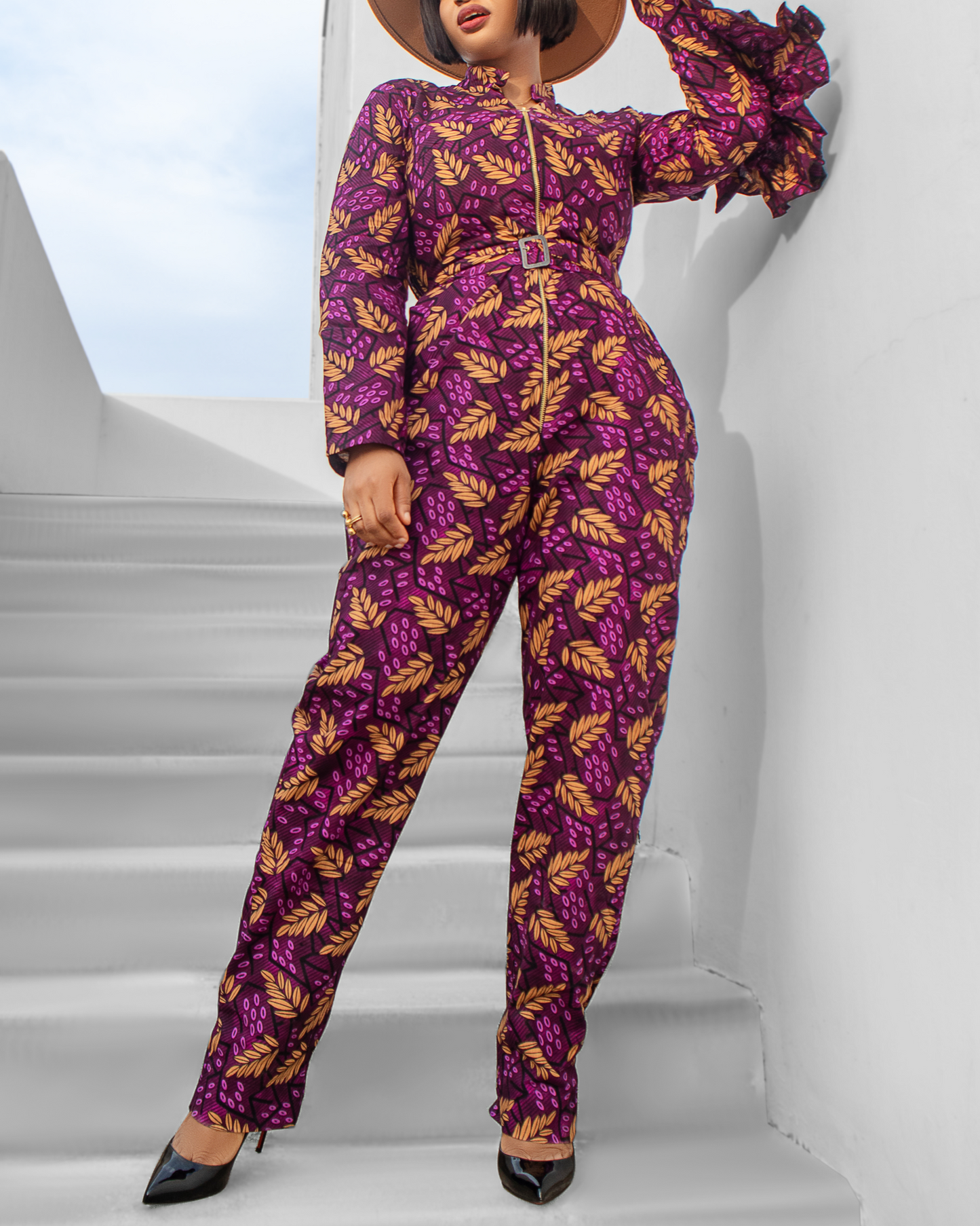 Women's Casual Print Long Sleeve Jumpsuit