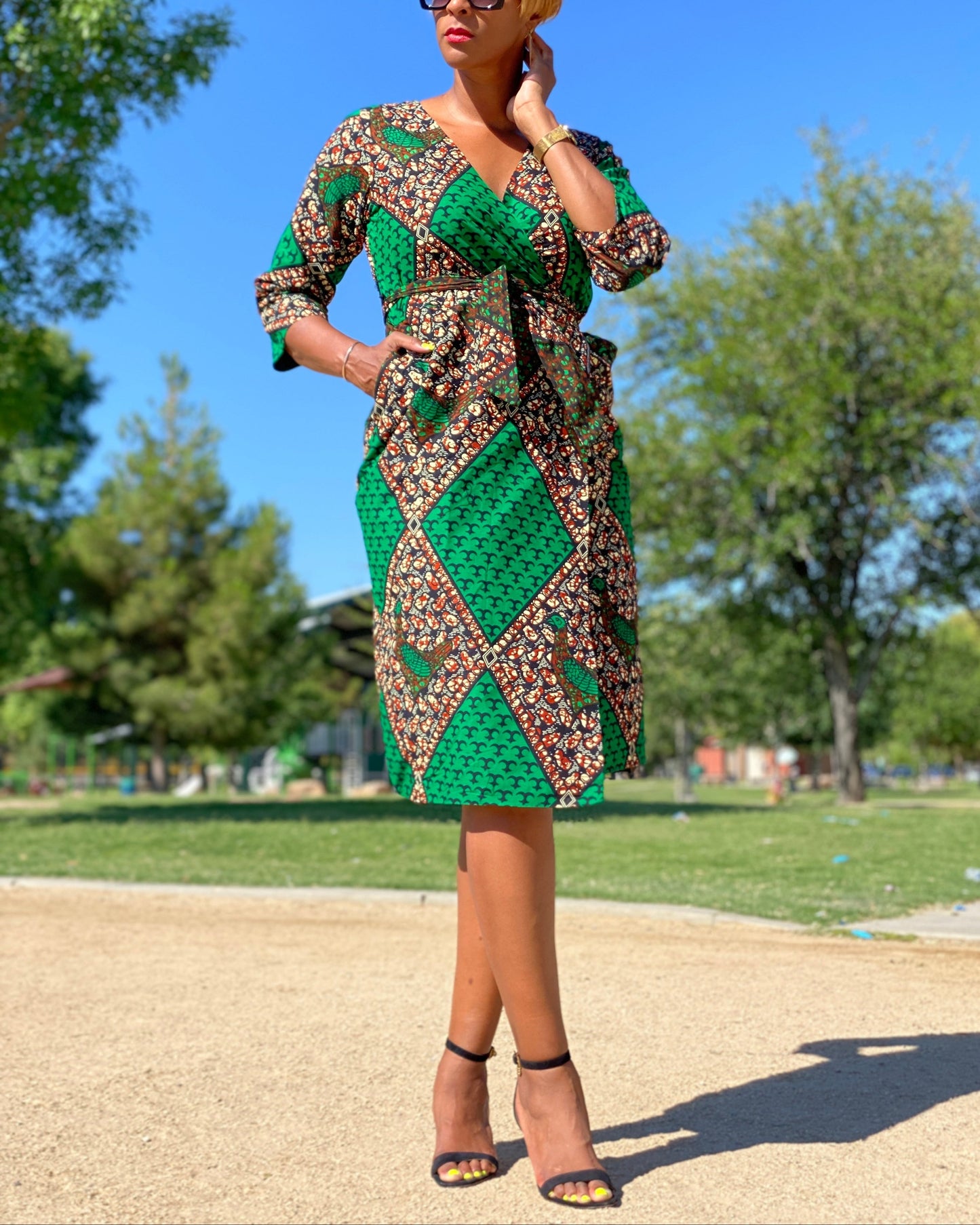 Women's Casual Wrap Midi Dress