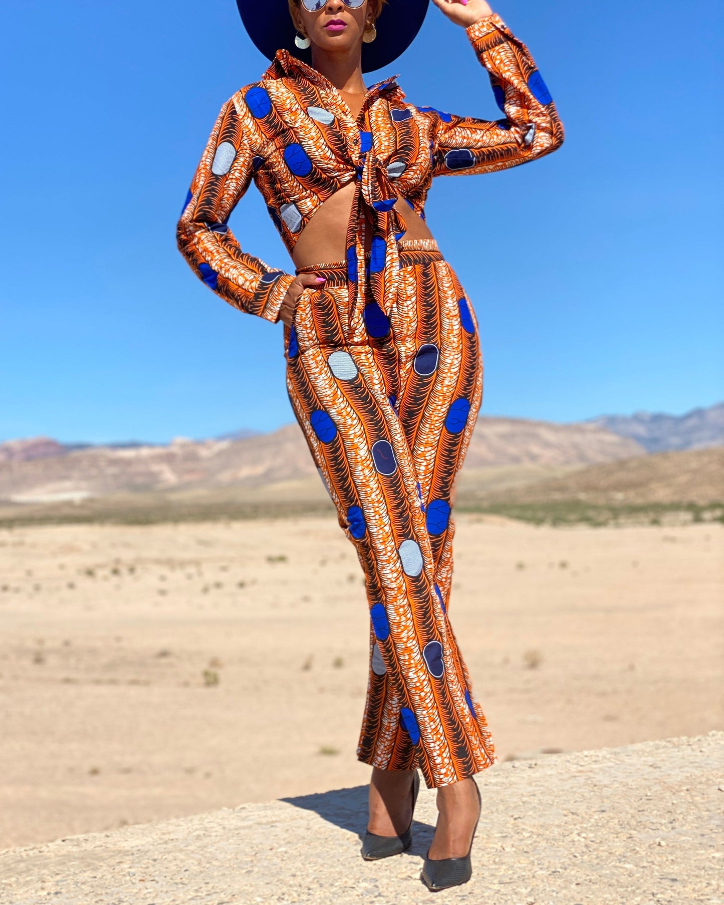 Women's Fashion Print Pant and Top Two-Piece Set