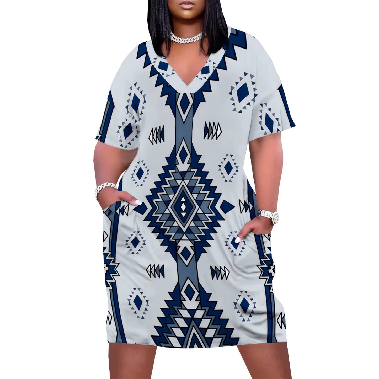 Fashion plus Size Women Casual Printed Dress