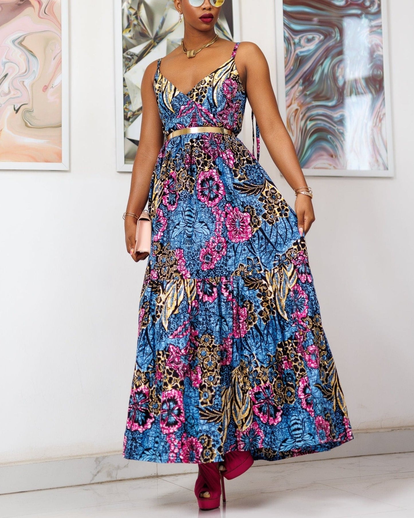 Women's Casual Summer Print Sleeveless Maxi Dress