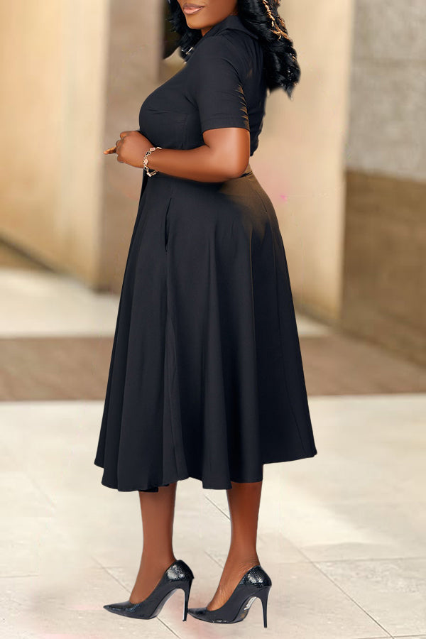 Elegant Twist Front Slant Pocket Midi Dress