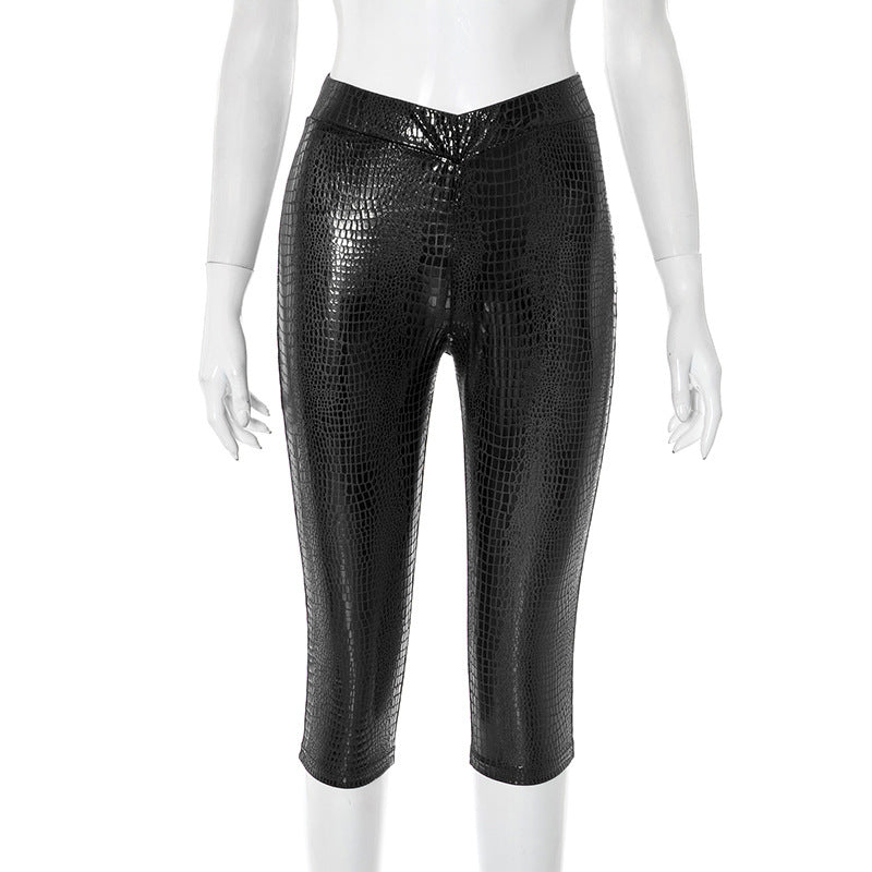 Women's Sexy Tight Solid Color Fashion Serpentine Cropped Pants