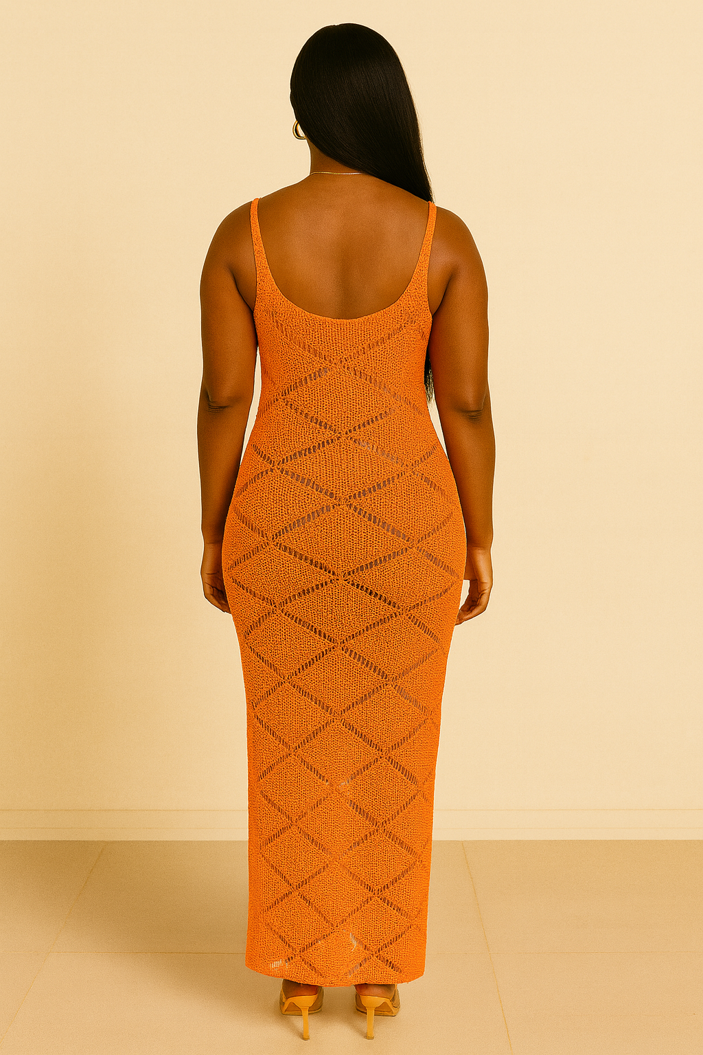 Beach Dress Knitted Halter Lace-up See-through Sexy Dress