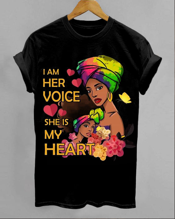 Mother's Day She Is My Heart Crew Neck Short Sleeve Cotton T-shirt