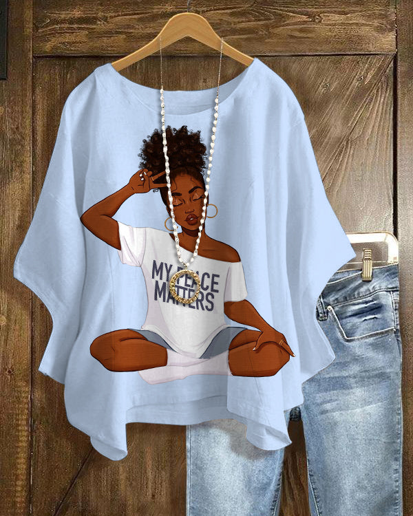 Brown Girl My Peace My Matters Crew Neck Casual Blouses