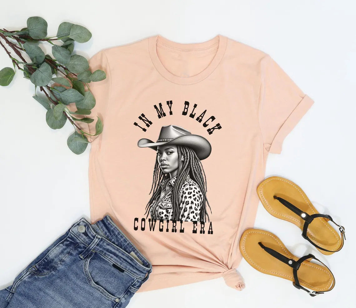 In My Black Cowgirl Era Crew Neck Short Sleeve Cotton T-shirt