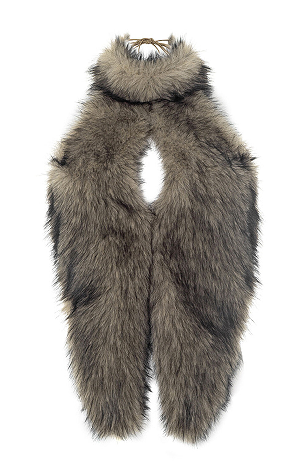 Faux Fur Halter Sleeveless Front Slit Furry Top-Brown