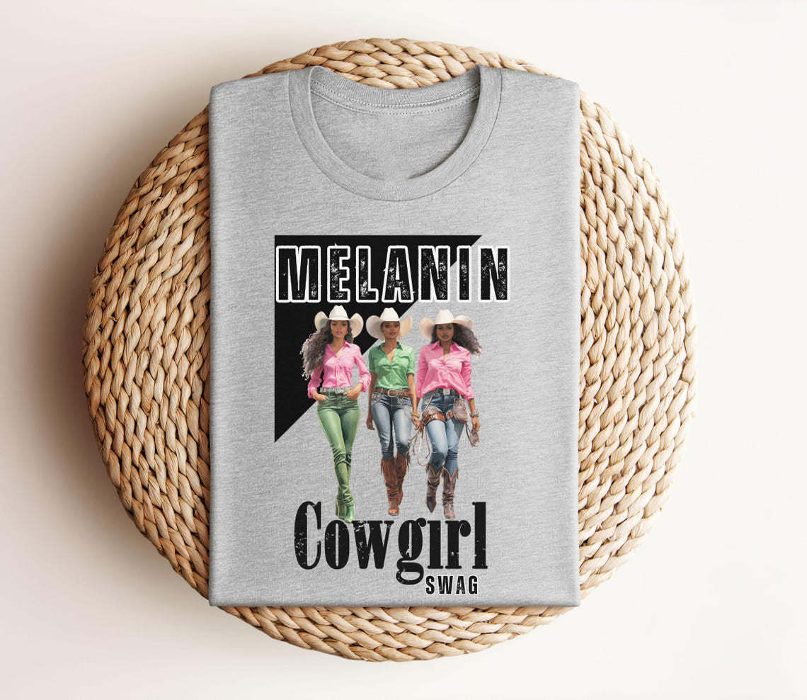 Melanin Cowgirl Swag Crew Neck Short Sleeve Cotton T-shirt